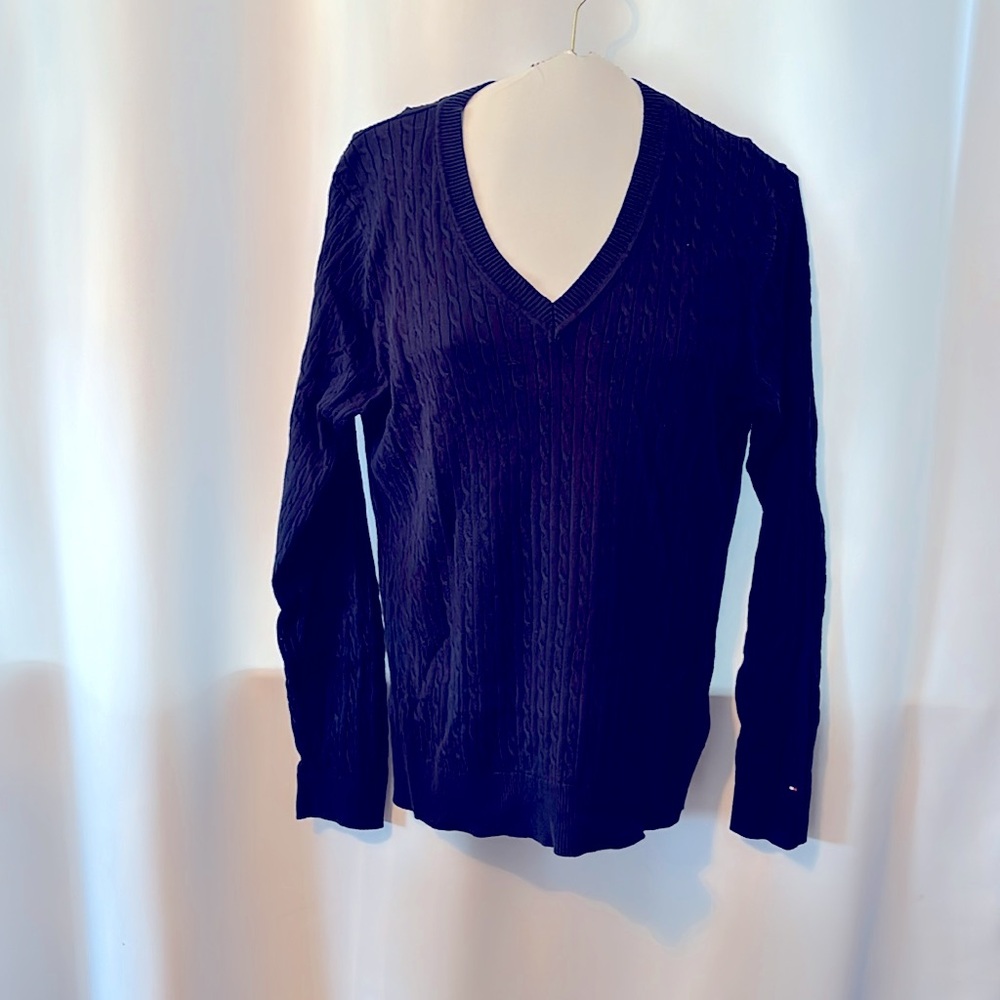 Tommy Hilfiger Cotton Cable Knit V-Neck Sweater